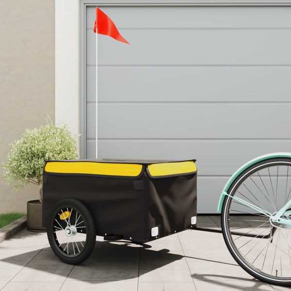 Reboque para bicicleta 45 kg ferro preto e amarelo