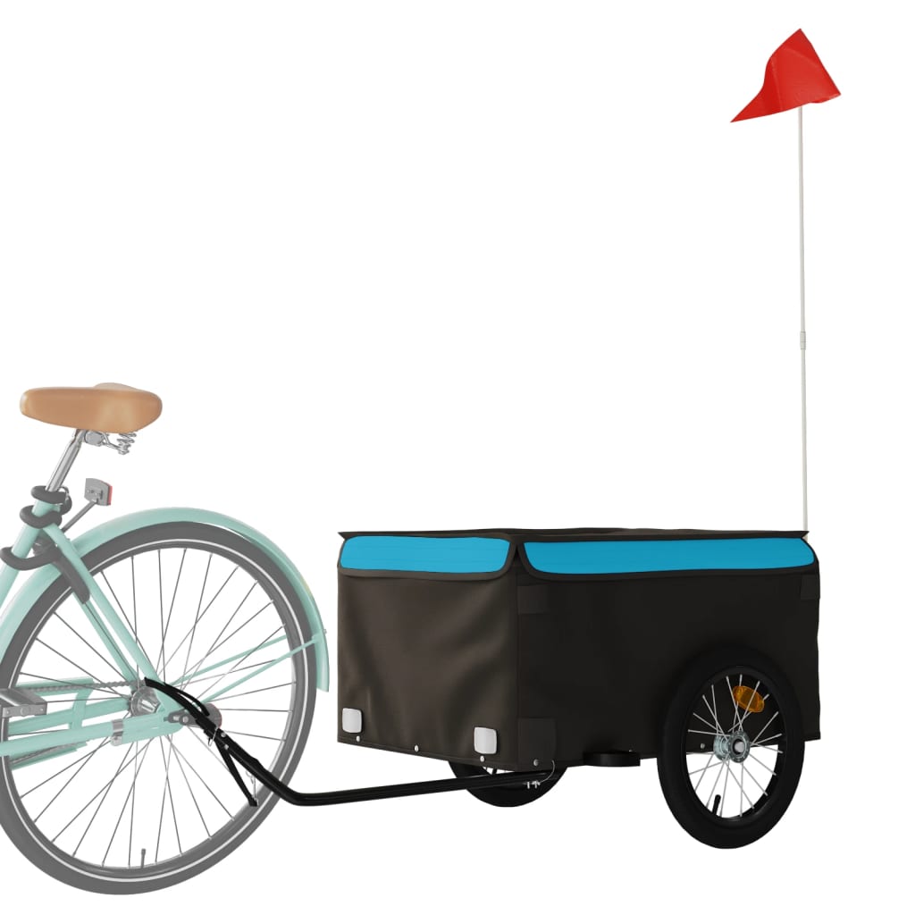 Reboque para bicicleta 45 kg ferro preto e azul