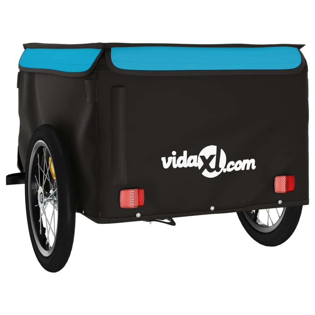 Reboque para bicicleta 45 kg ferro preto e azul