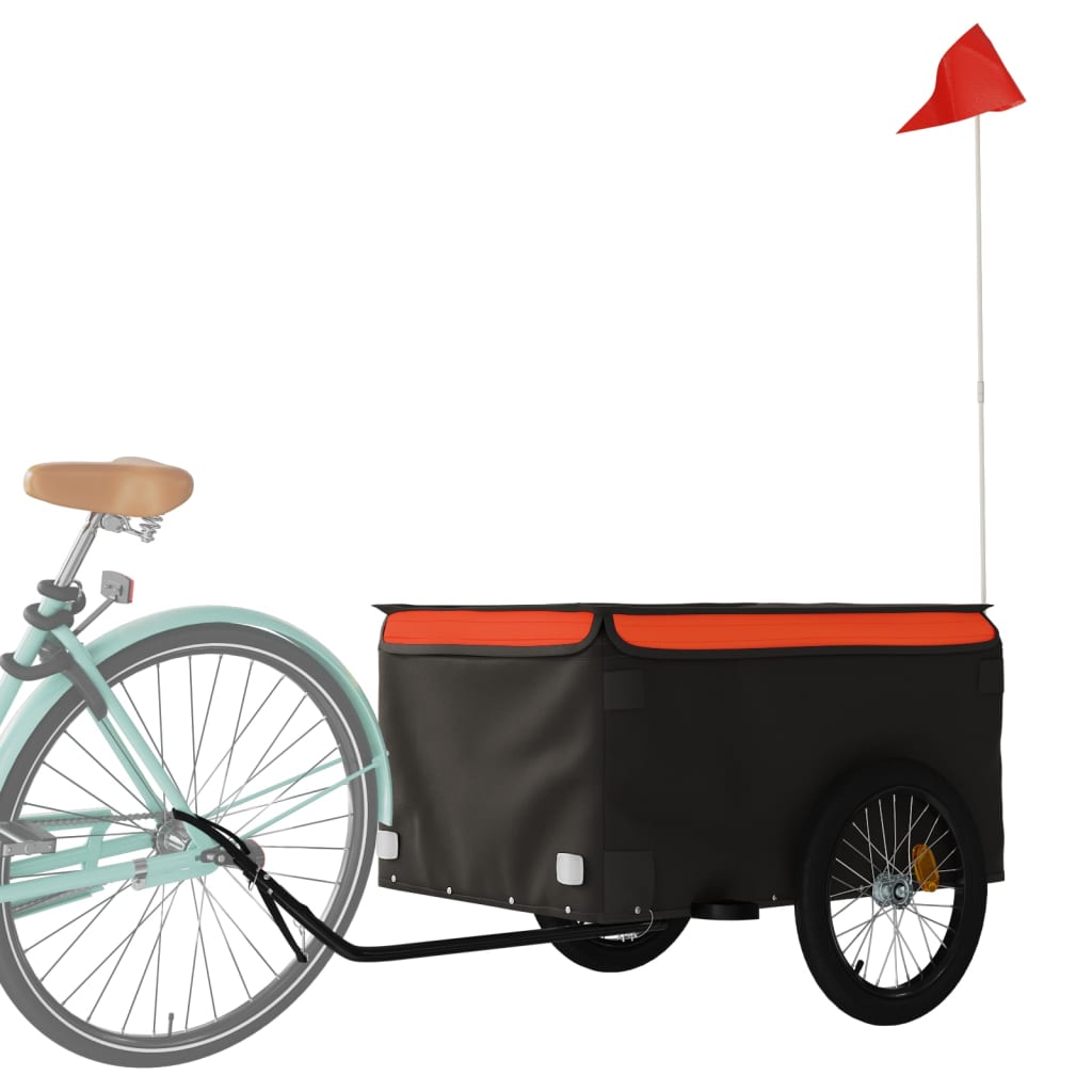 Reboque para bicicleta 45 kg ferro preto e laranja