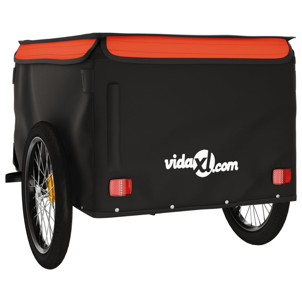Reboque para bicicleta 45 kg ferro preto e laranja