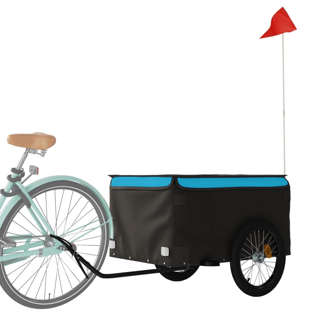 Reboque para bicicleta 45 kg ferro preto e azul