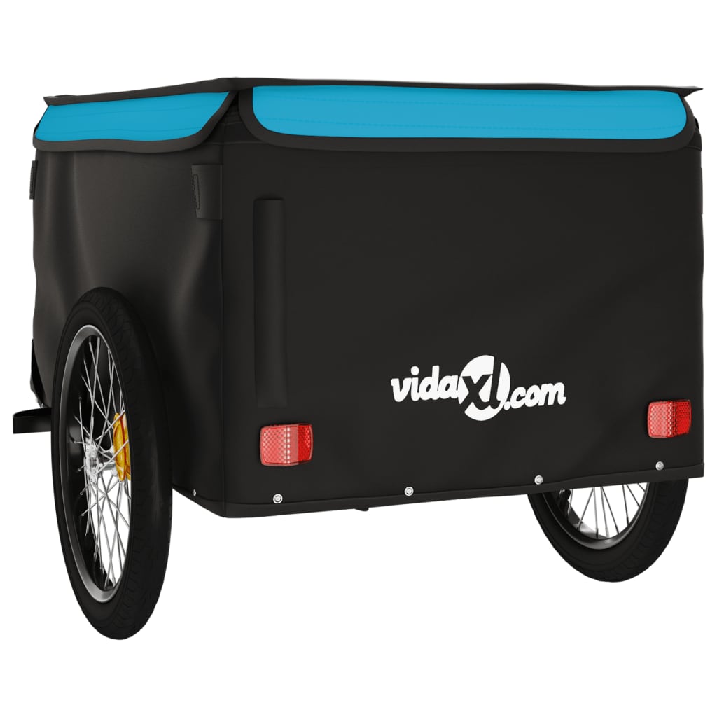 Reboque para bicicleta 45 kg ferro preto e azul