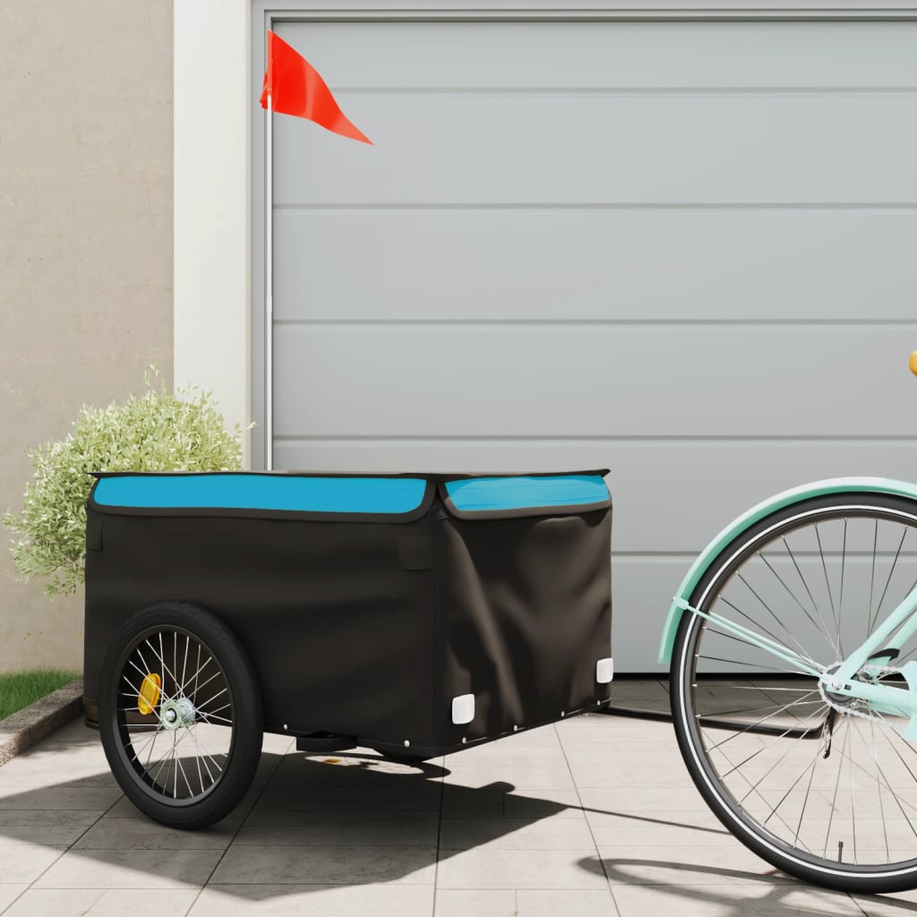 Reboque para bicicleta 45 kg ferro preto e azul