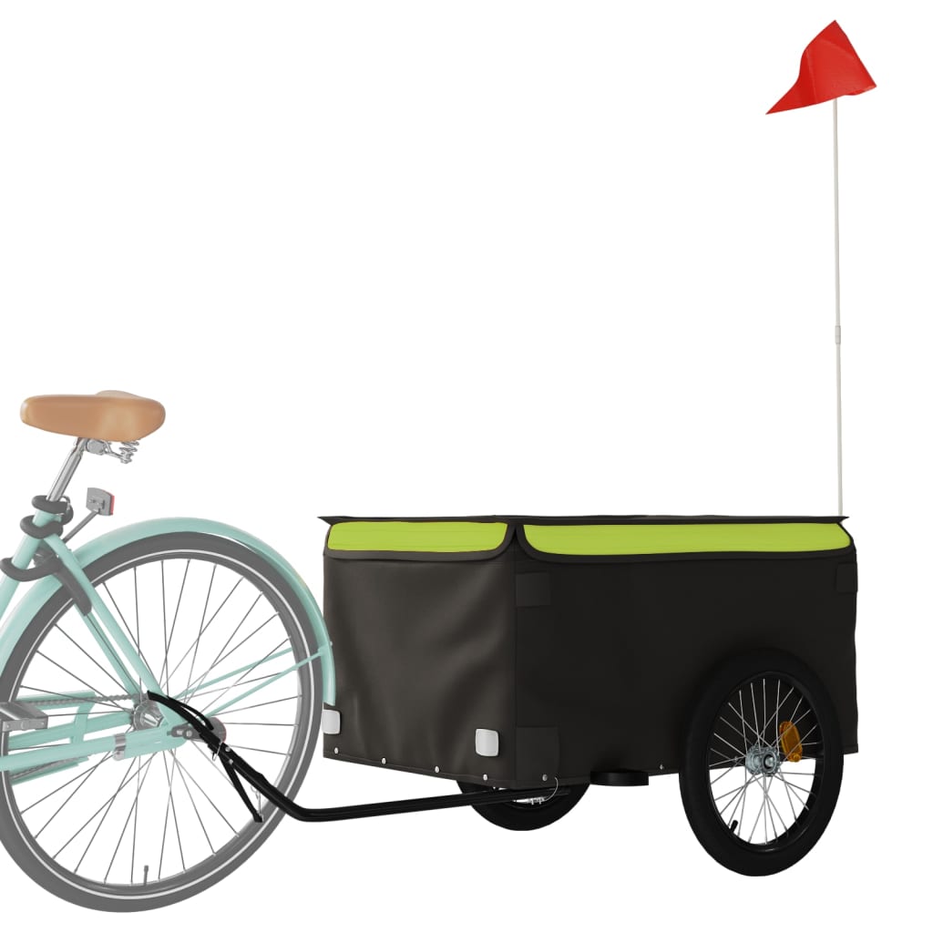 Reboque para bicicleta 45 kg ferro preto e verde