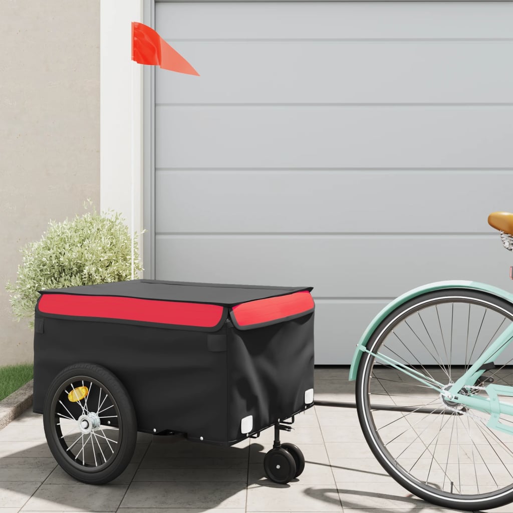 Reboque para bicicleta 45 kg ferro preto e vermelho
