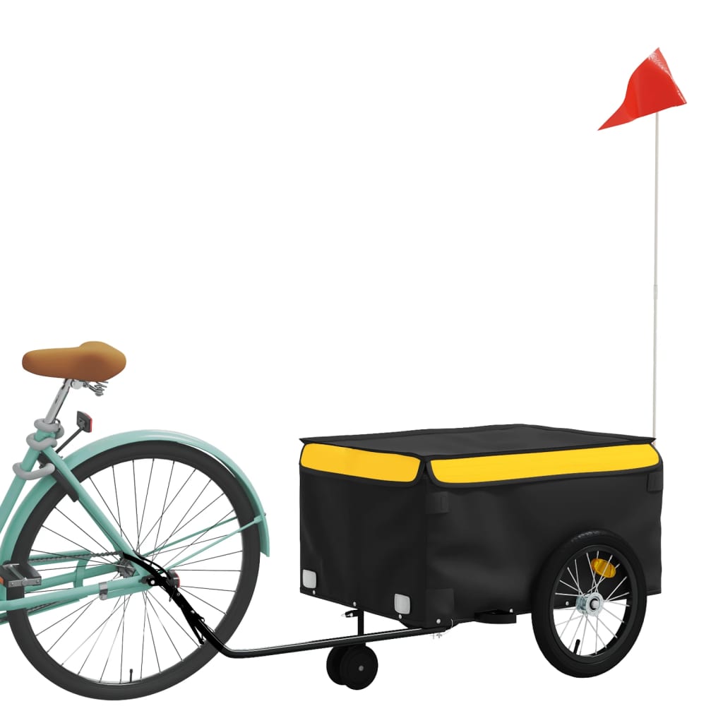 Reboque para bicicleta 45 kg ferro preto e amarelo