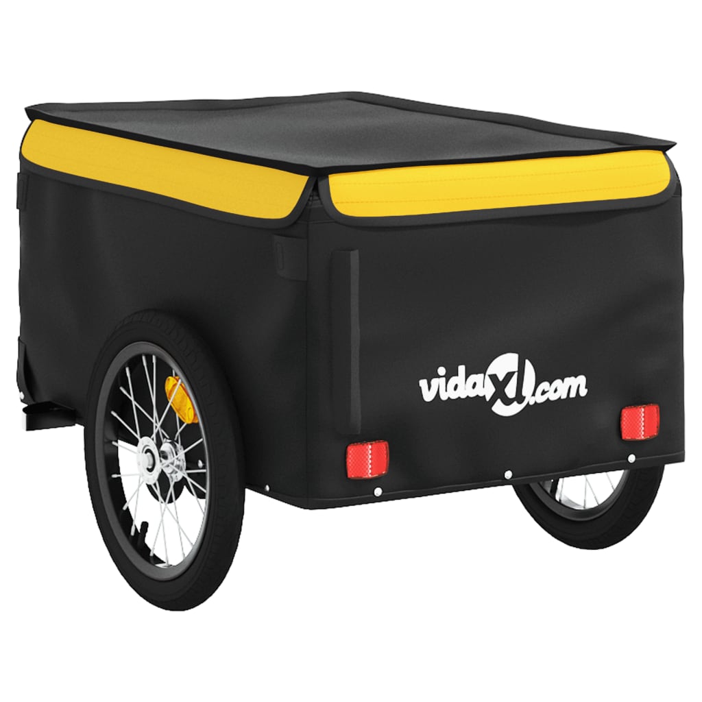 Reboque para bicicleta 45 kg ferro preto e amarelo