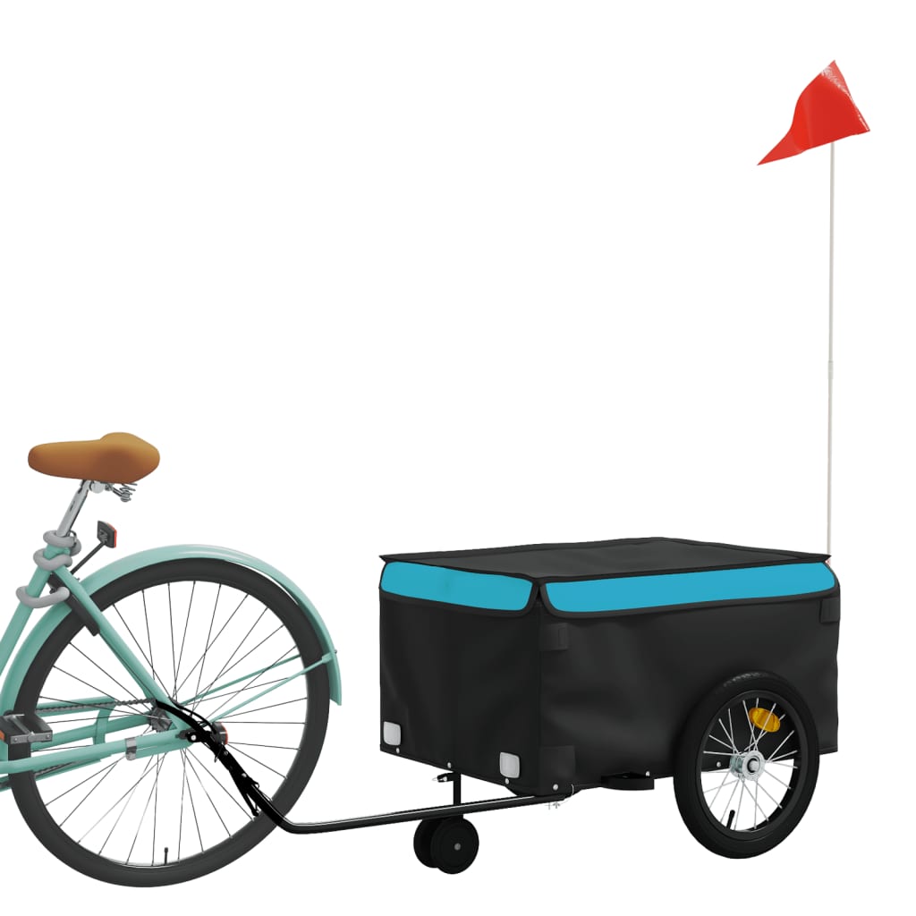 Reboque para bicicleta 45 kg ferro preto e azul
