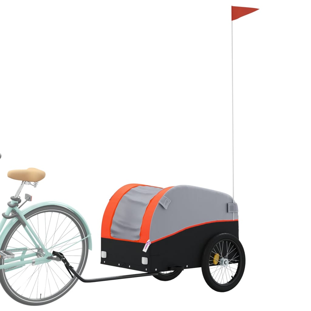 Reboque para bicicleta 45 kg ferro preto e laranja