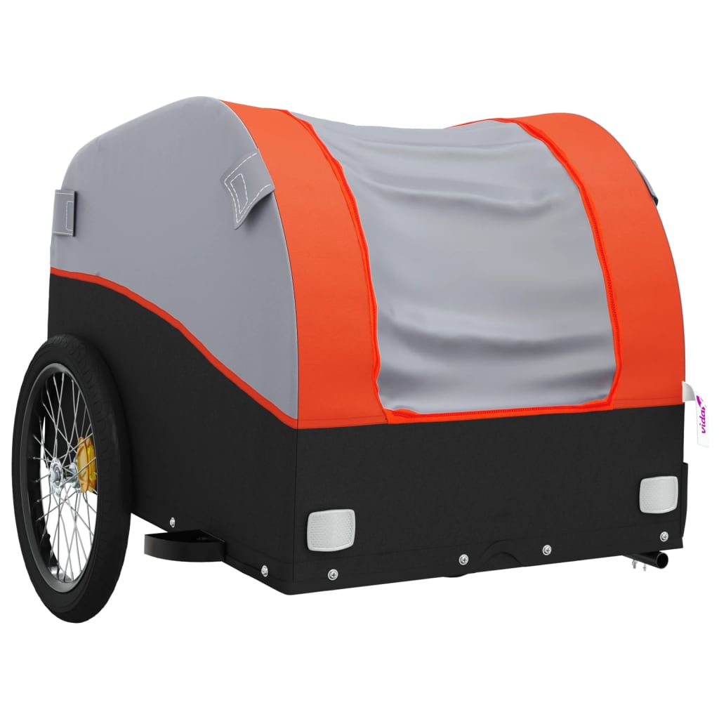 Reboque para bicicleta 45 kg ferro preto e laranja