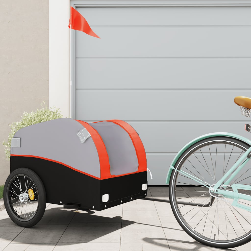 Reboque para bicicleta 45 kg ferro preto e laranja