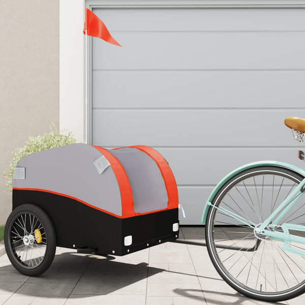 Reboque para bicicleta 45 kg ferro preto e laranja