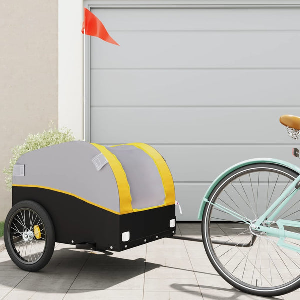 Reboque para bicicleta 45 kg ferro preto e amarelo
