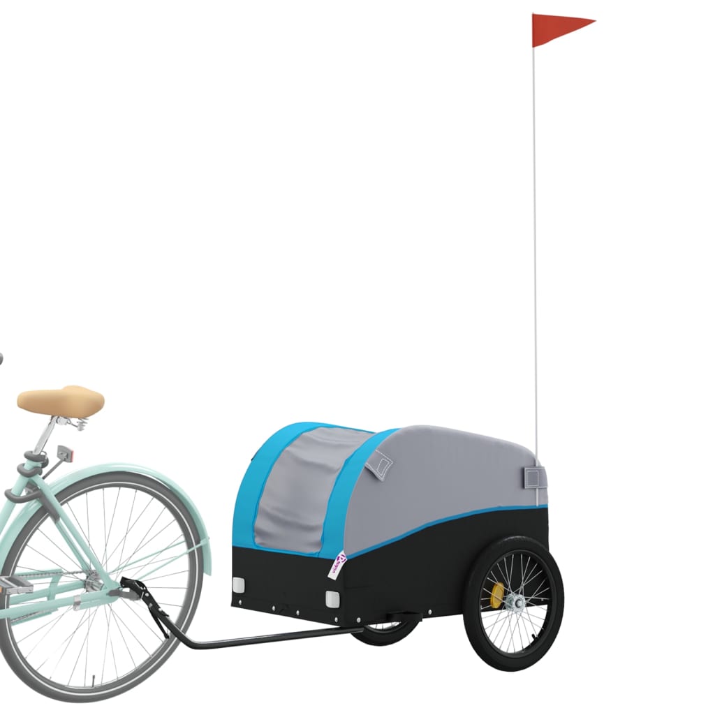 Reboque para bicicleta 45 kg ferro preto e azul