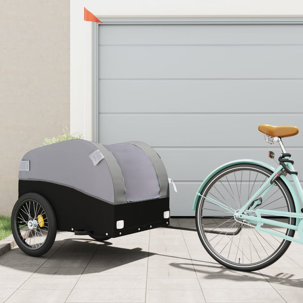 Reboque para bicicleta 45 kg ferro preto e cinza