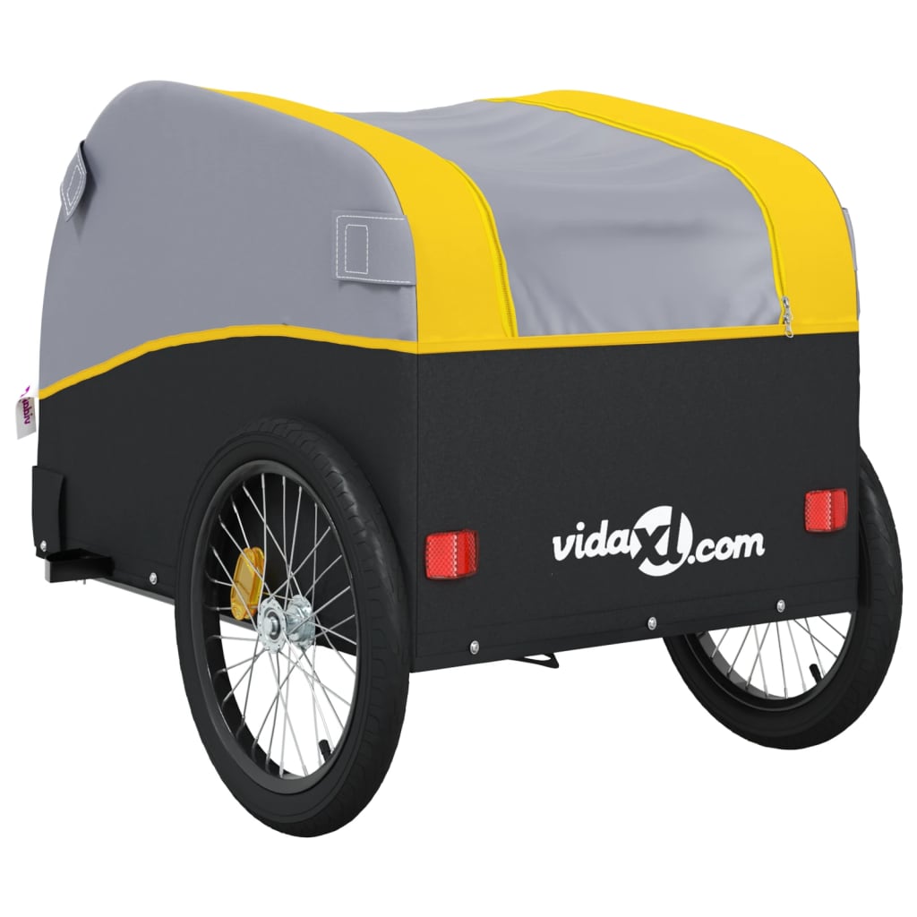 Reboque para bicicleta 45 kg ferro preto e amarelo
