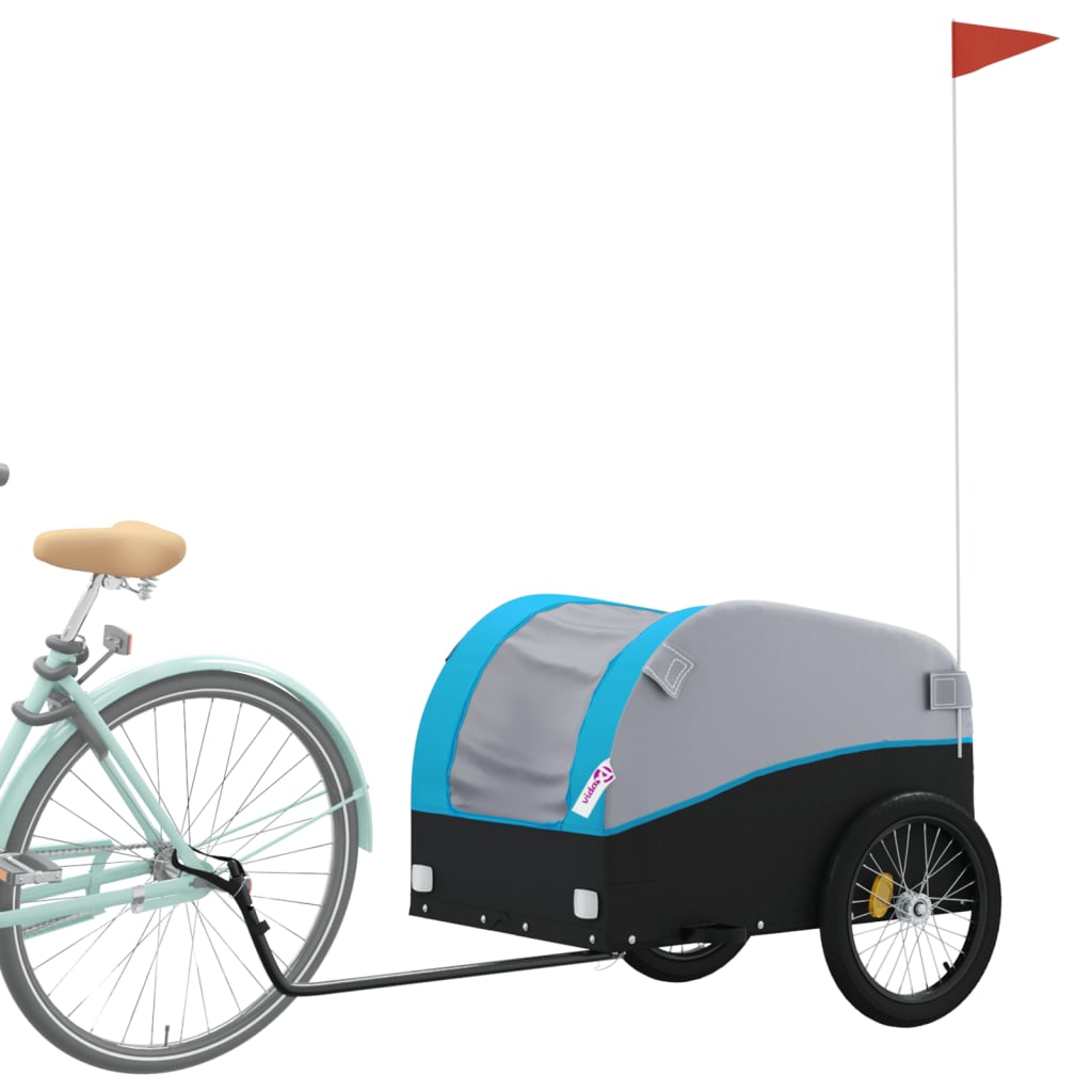 Reboque para bicicleta 45 kg ferro preto e azul
