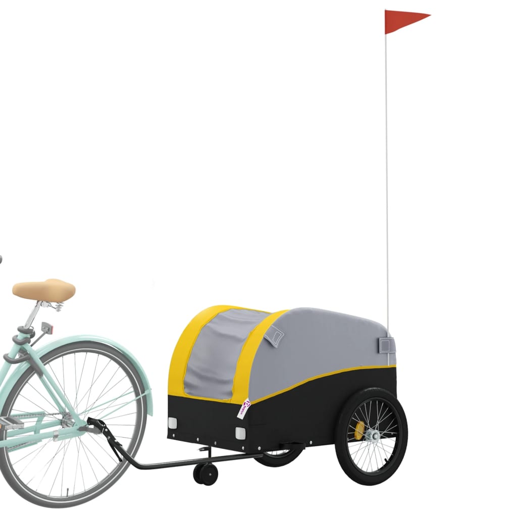 Reboque para bicicleta 45 kg ferro preto e amarelo