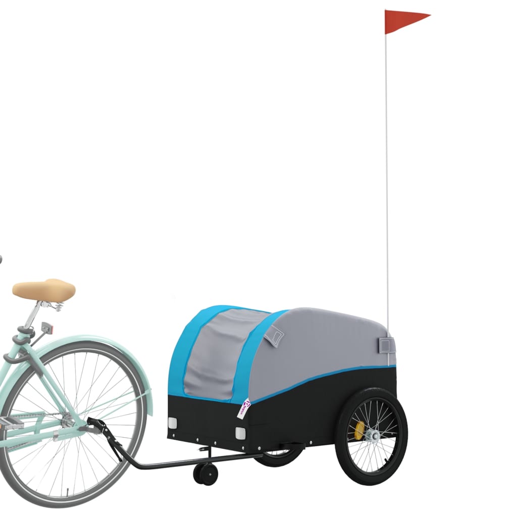 Reboque para bicicleta 45 kg ferro preto e azul