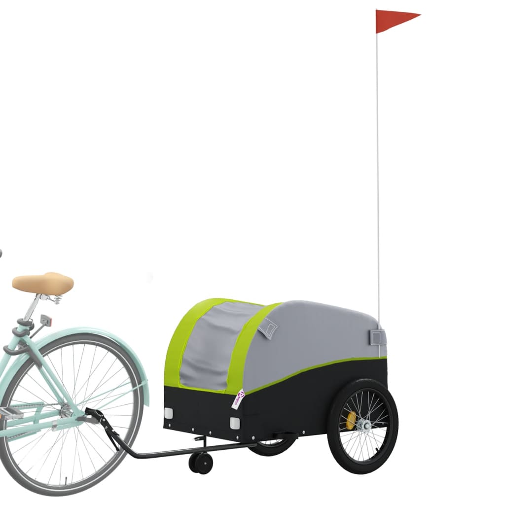 Reboque para bicicleta 45 kg ferro preto e verde
