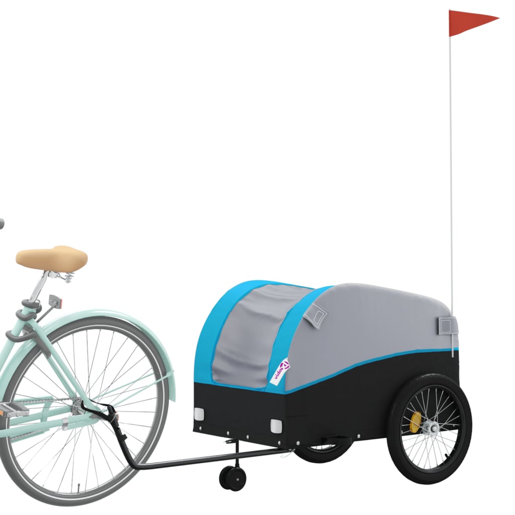 Reboque para bicicleta 45 kg ferro preto e azul