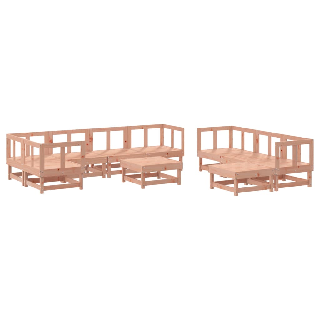 10 pcs conj. lounge jardim c/ almofadões madeira douglas maciça