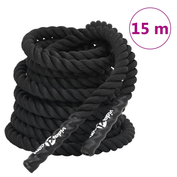 Corda de batalha 15 m 11 kg poliéster preto