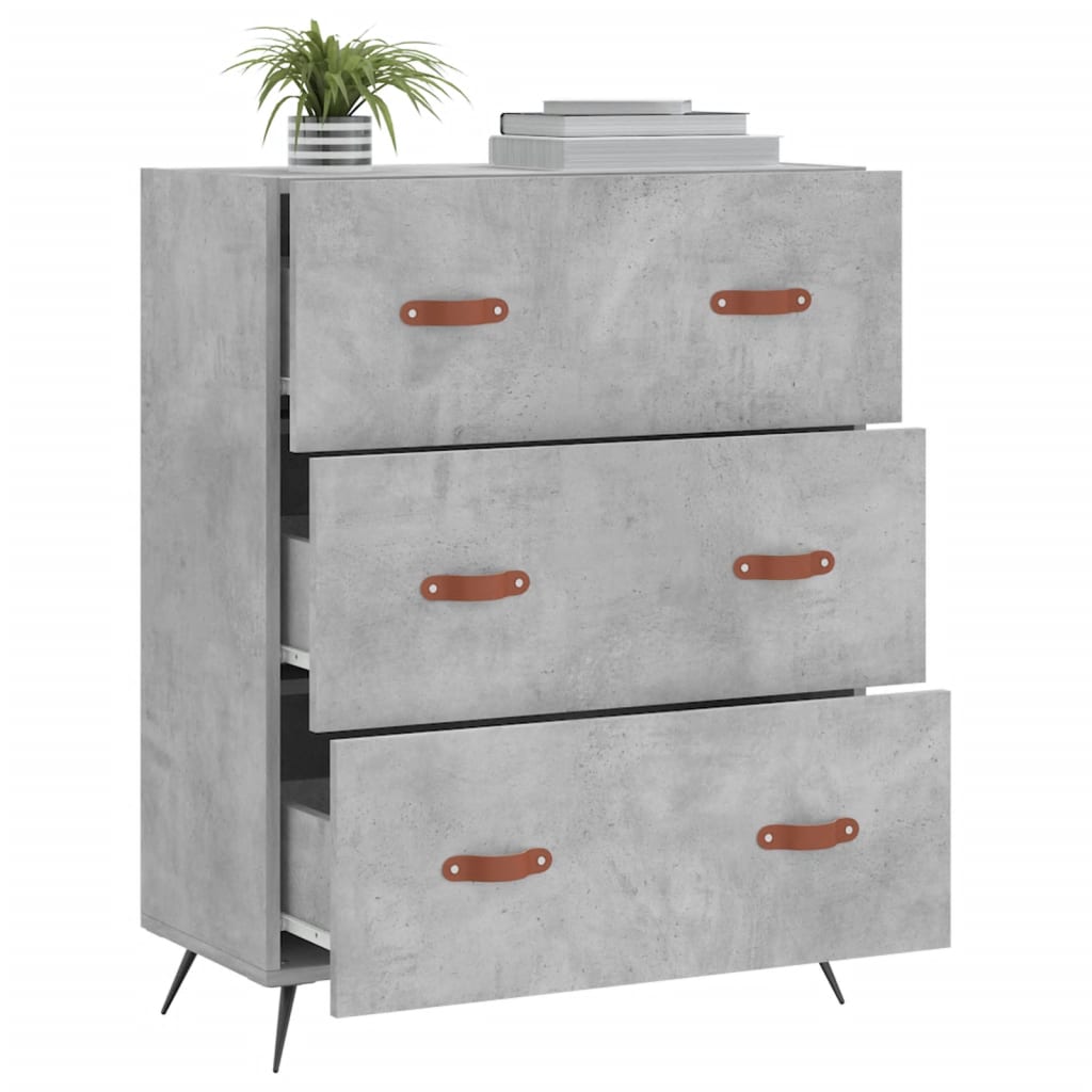 Cómoda 69,5x34x90 cm derivados de madeira cinzento cimento