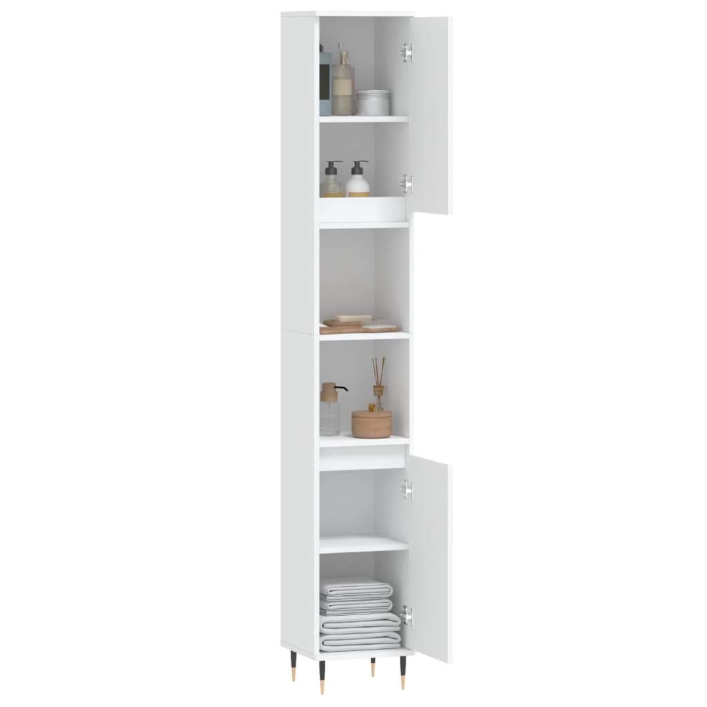 Armário de Casa de Banho - 30x30x190 cm - Derivados de Madeira Branco