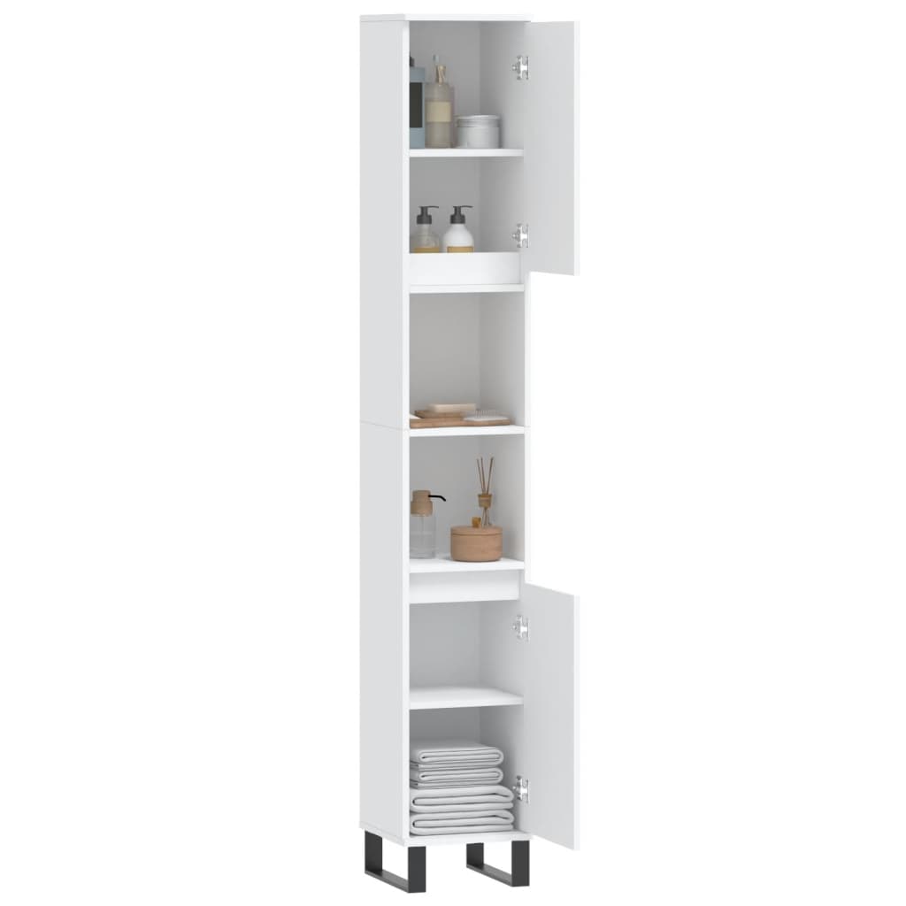 Armário de Casa de Banho - 30x30x190 cm - Derivados de Madeira Branco