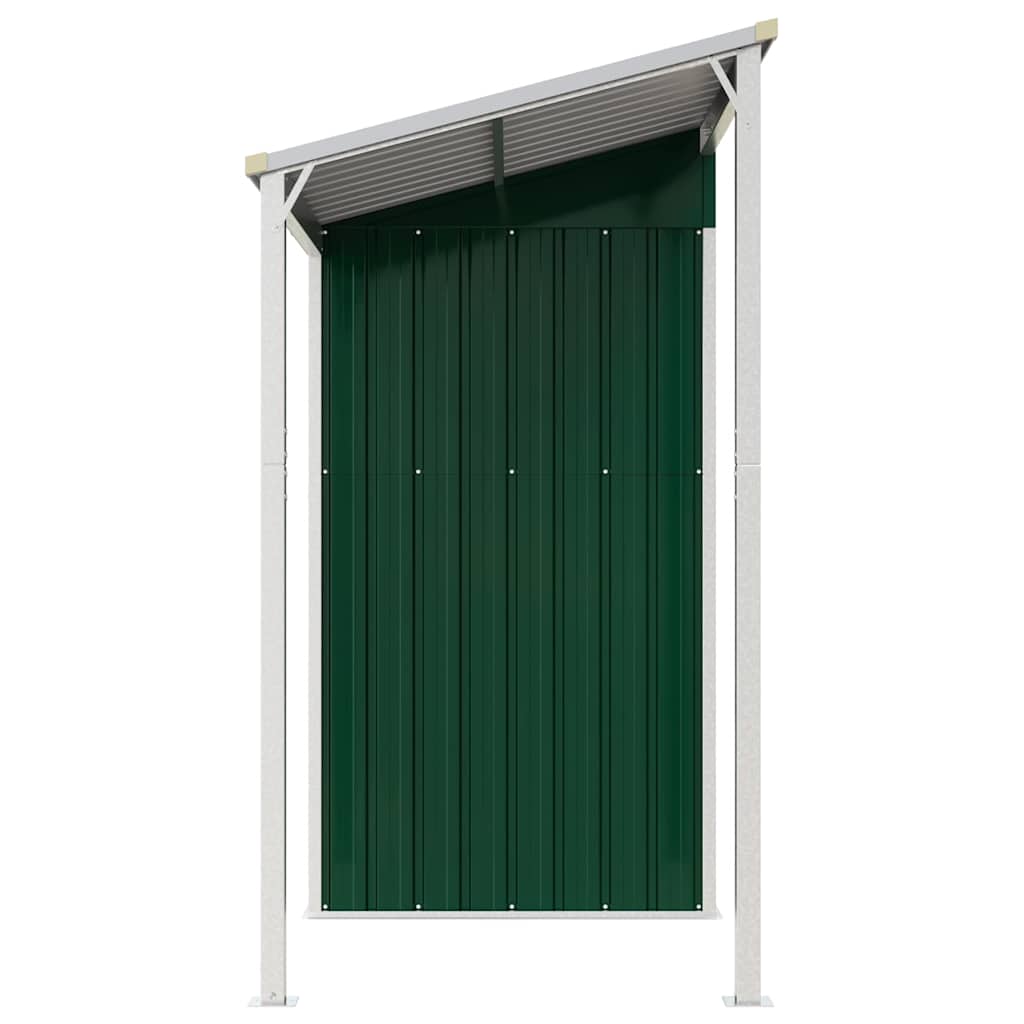 Abrigo de jardim com alpendre 277x107x181 cm aço verde