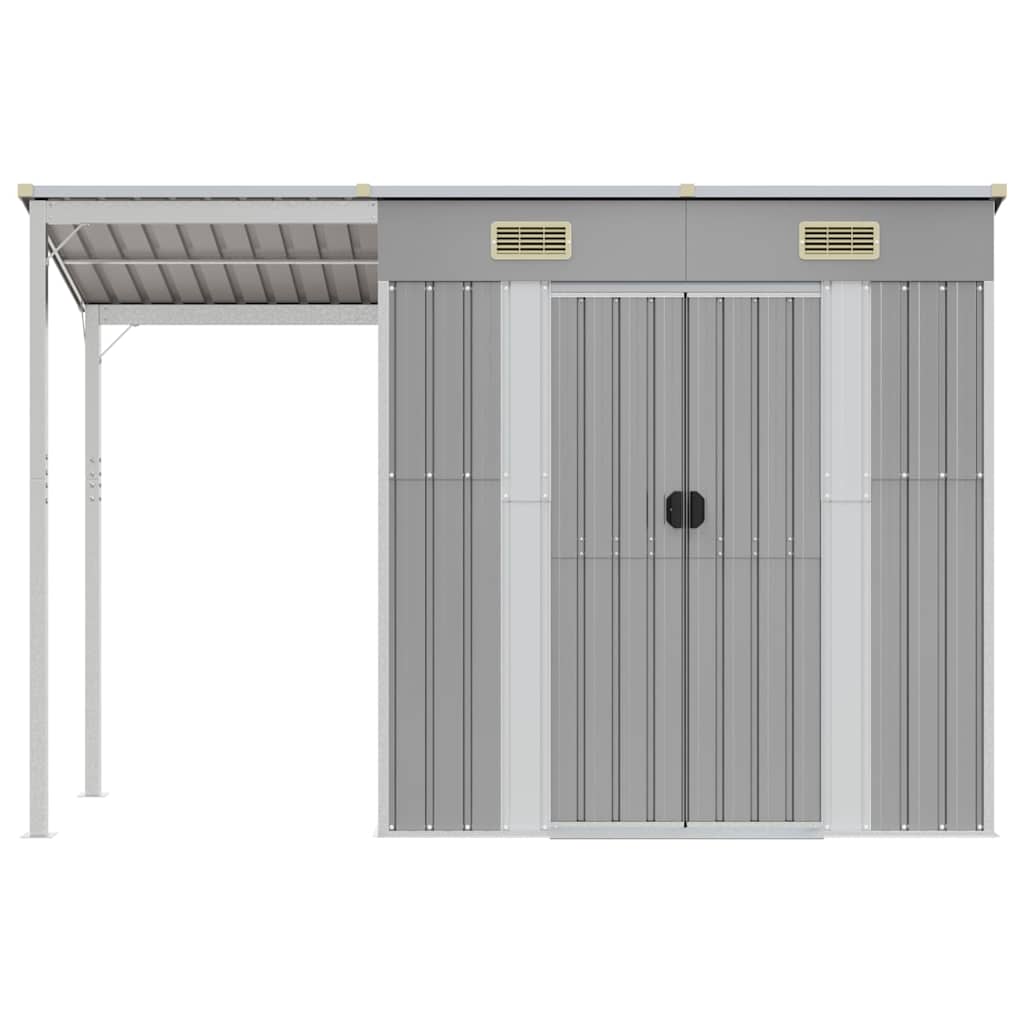 Abrigo de jardim com alpendre 277x107x181 cm aço cinza-claro