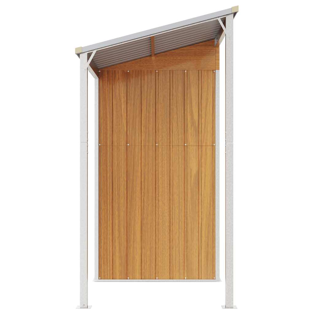 Abrigo de jardim c/ alpendre 277x107x181cm aço castanho-claro