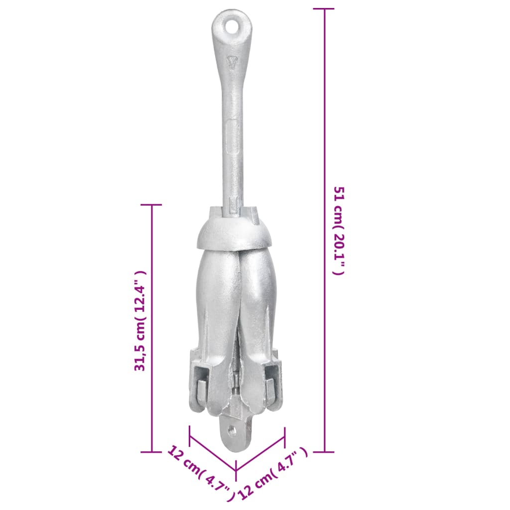 Âncora dobrável corda 6 kg ferro fundido galvanizado a quente