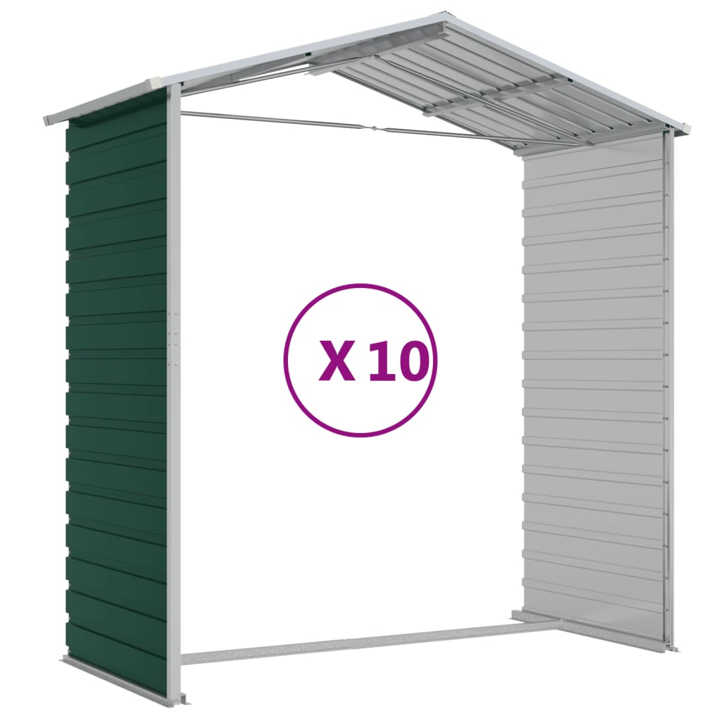 Abrigo de jardim 191x895x198 cm aço galvanizado verde