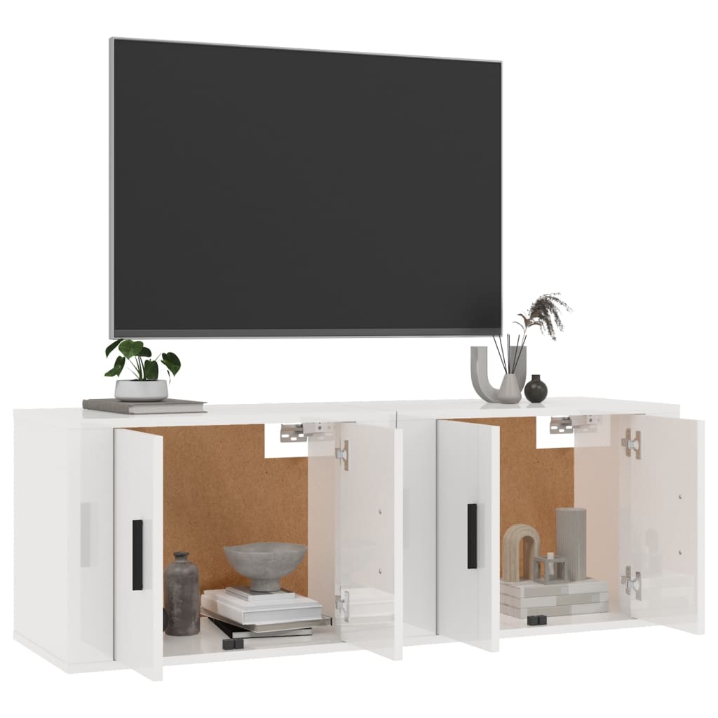 Móveis de TV de parede 2 pcs 57x34,5x40 cm branco brilhante