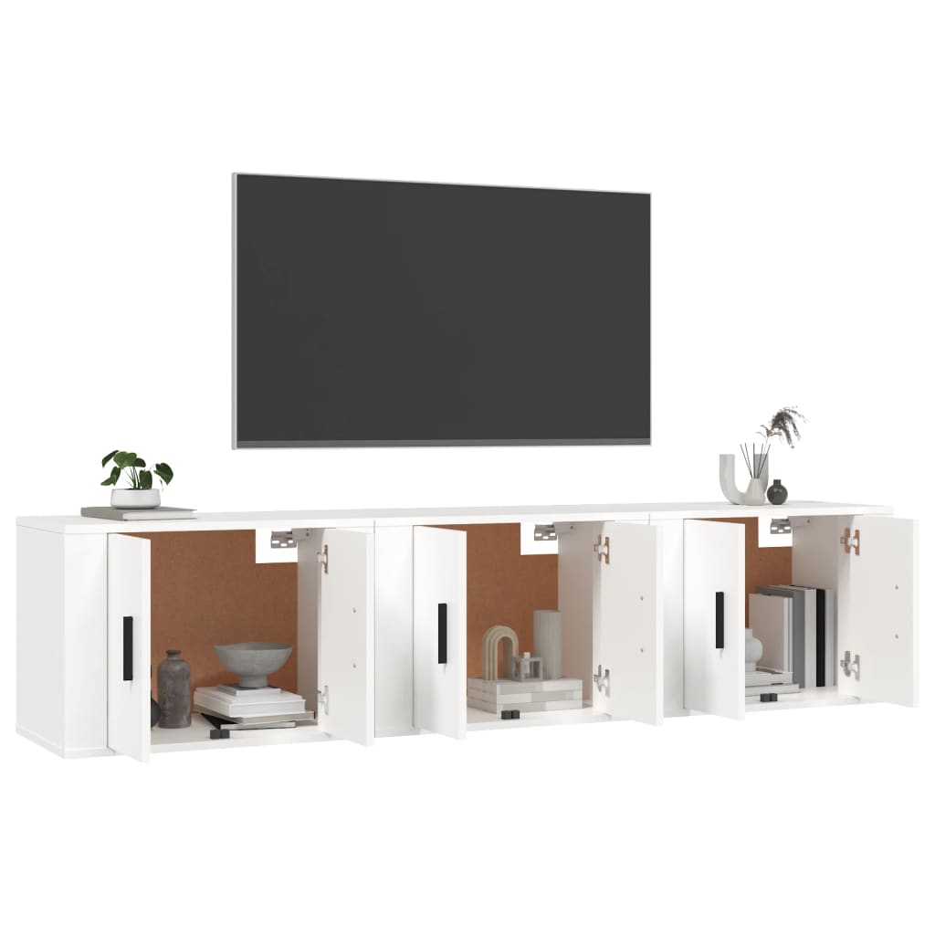 Móveis de TV de parede 3 pcs 57x34,5x40 cm branco