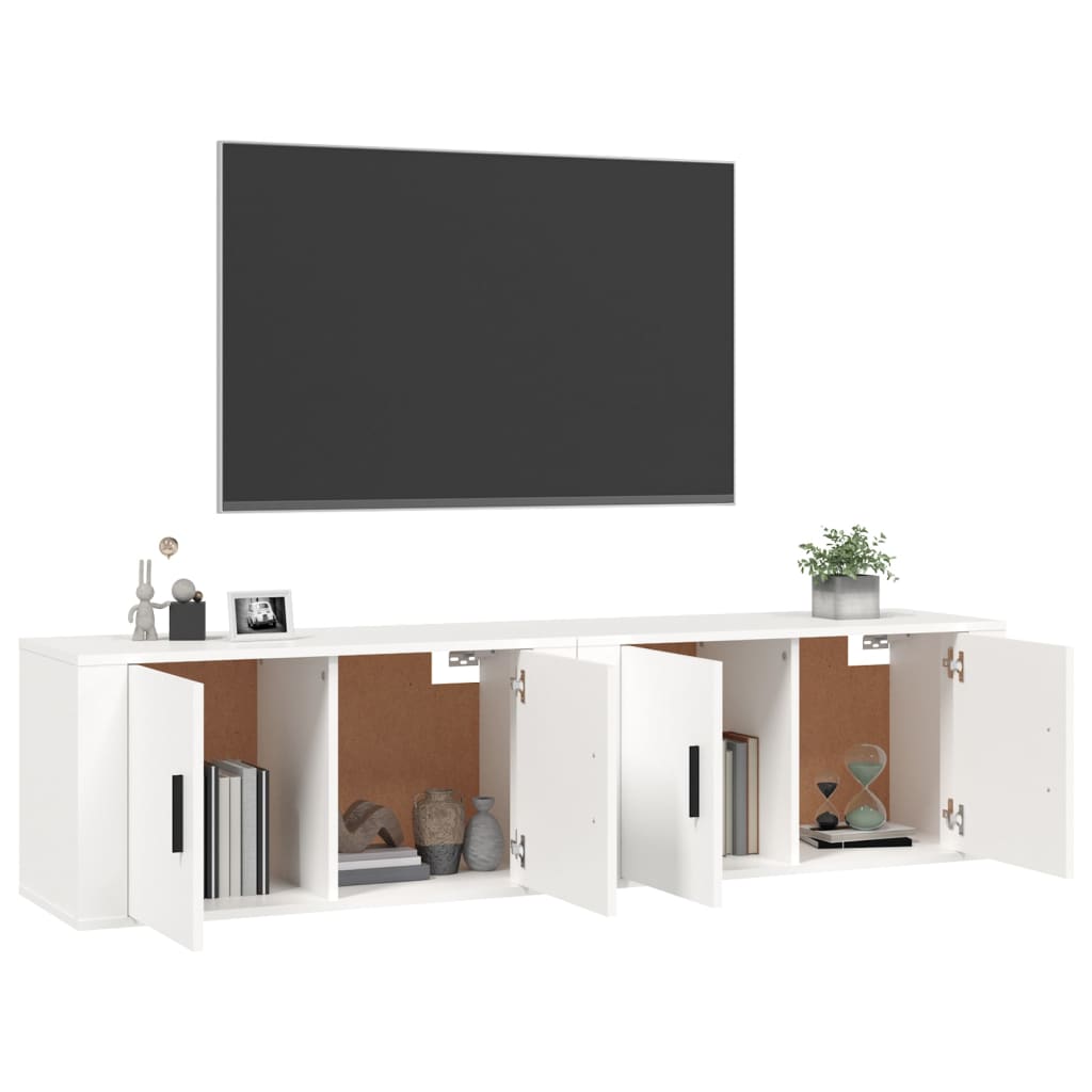 Móveis de TV de parede 2 pcs 80x34,5x40 cm branco