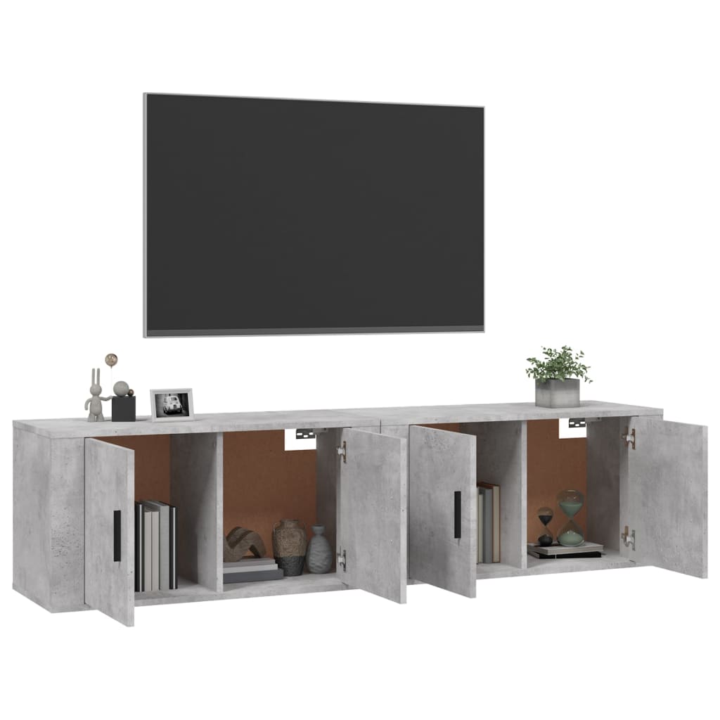 Móveis de TV de parede 2 pcs 80x34,5x40 cm cinzento cimento