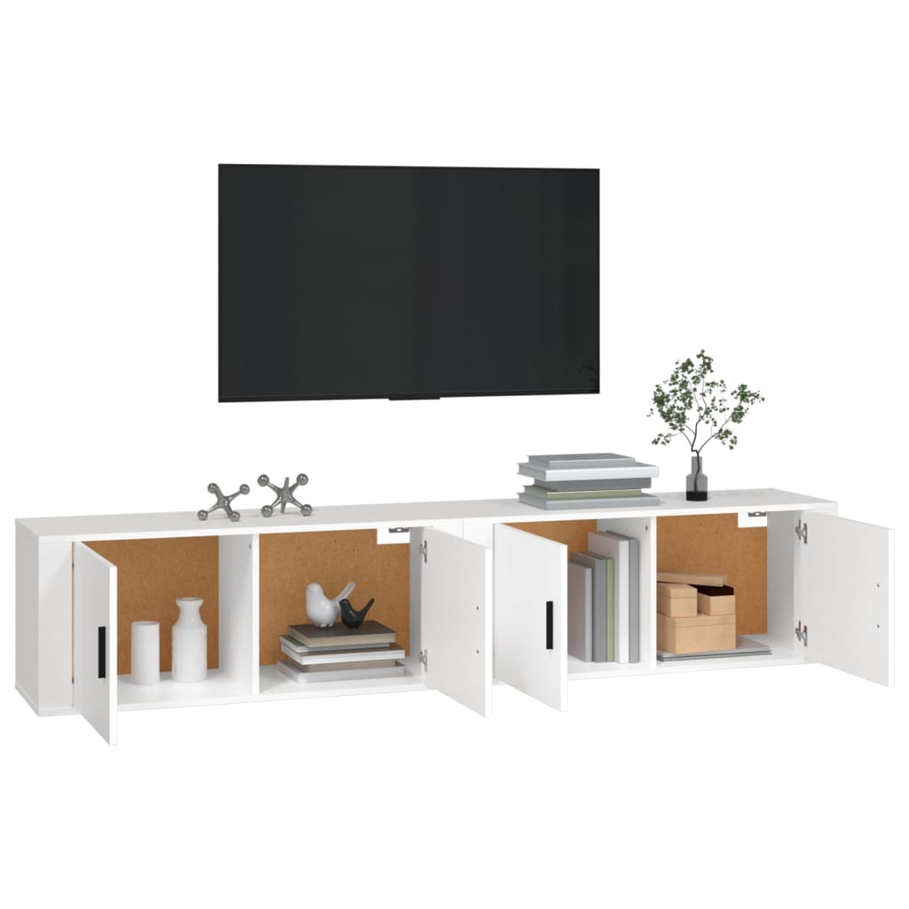 Móveis de TV de parede 2 pcs 100x34,5x40 cm branco
