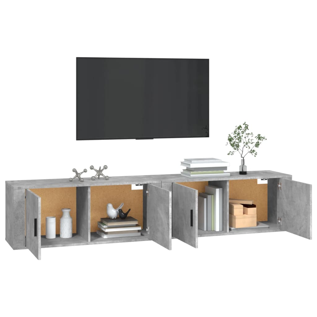Móveis de TV de parede 2 pcs 100x34,5x40 cm cinzento cimento