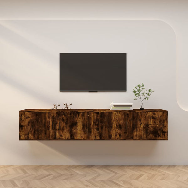 Móveis de TV de parede 2 pcs 100x34,5x40 cm carvalho fumado