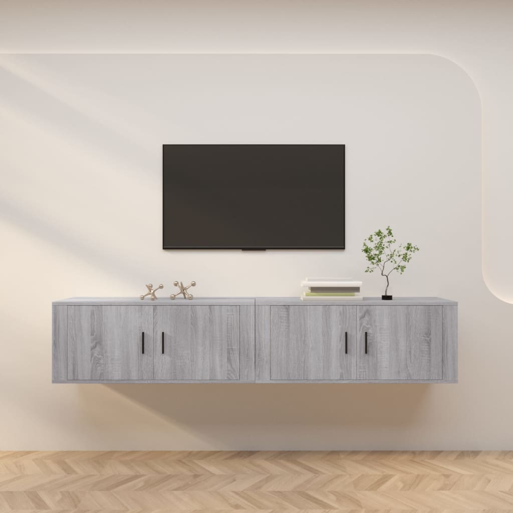 Móveis de TV de parede 2 pcs 100x34,5x40 cm cinzento sonoma