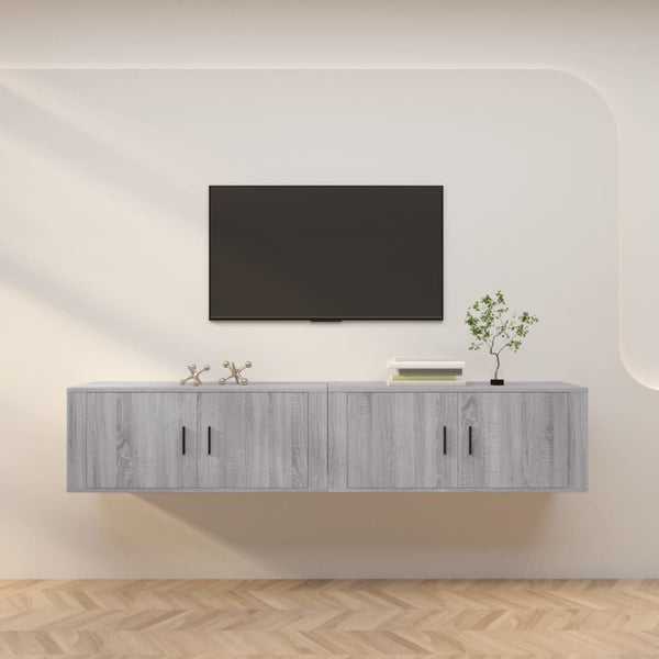 Móveis de TV de parede 2 pcs 100x34,5x40 cm cinzento sonoma