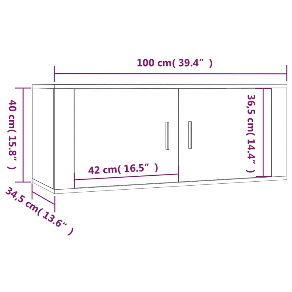 Móveis de TV de parede 3 pcs 100x34,5x40 cm carvalho fumado
