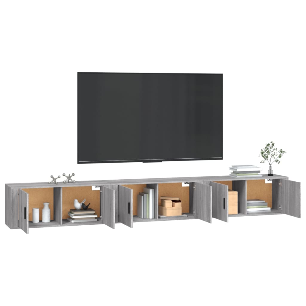 Móveis de TV de parede 3 pcs 100x34,5x40 cm cinzento sonoma