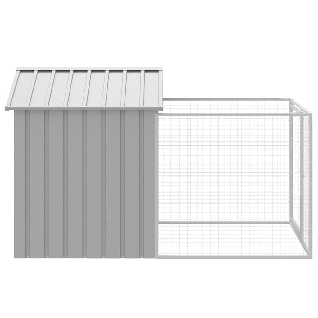 Casota para cães com parque aço galvanizado cinzento-claro