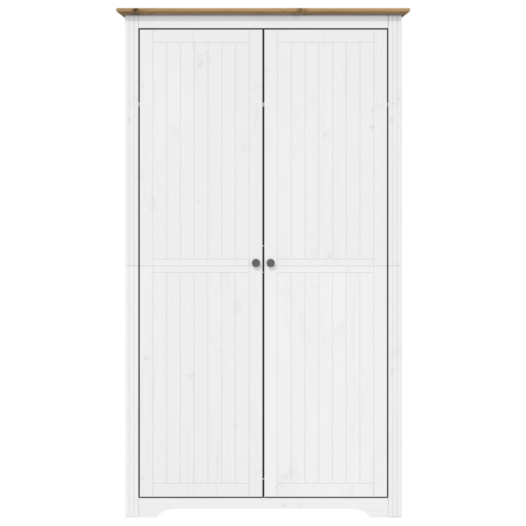 Roupeiro BODO 99x53,5x173 cm pinho maciço branco e castanho