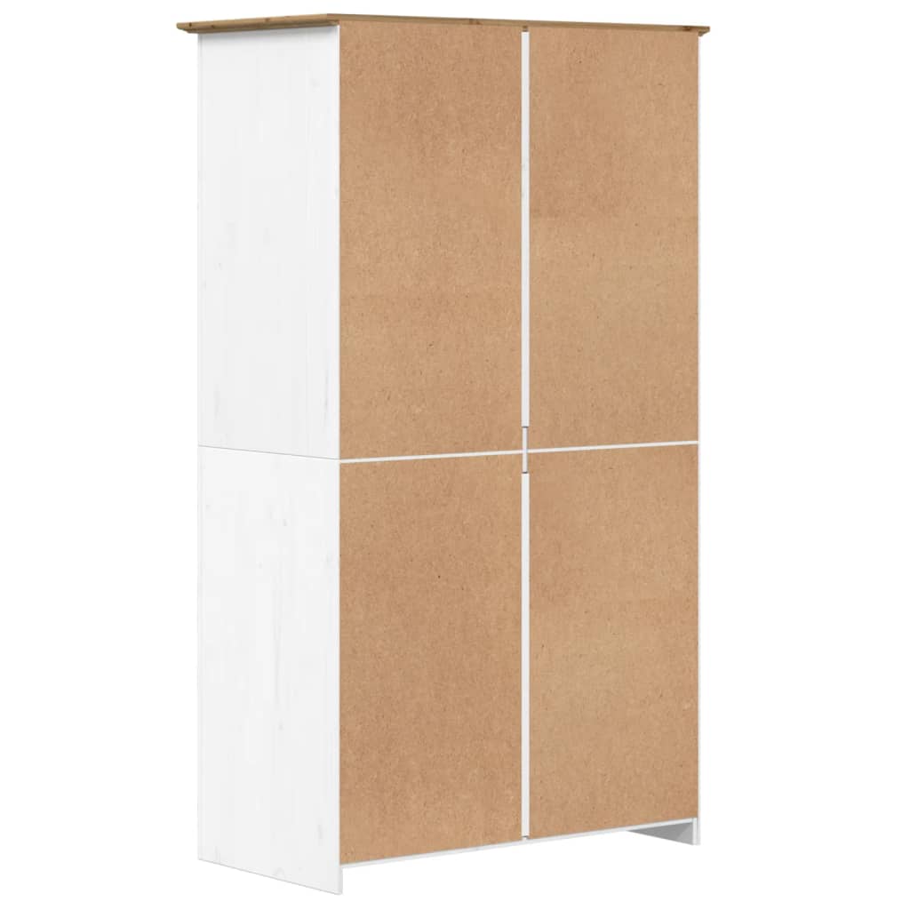 Roupeiro BODO 99x53,5x173 cm pinho maciço branco e castanho